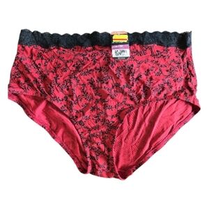 Olga Red and Black Lace Brief